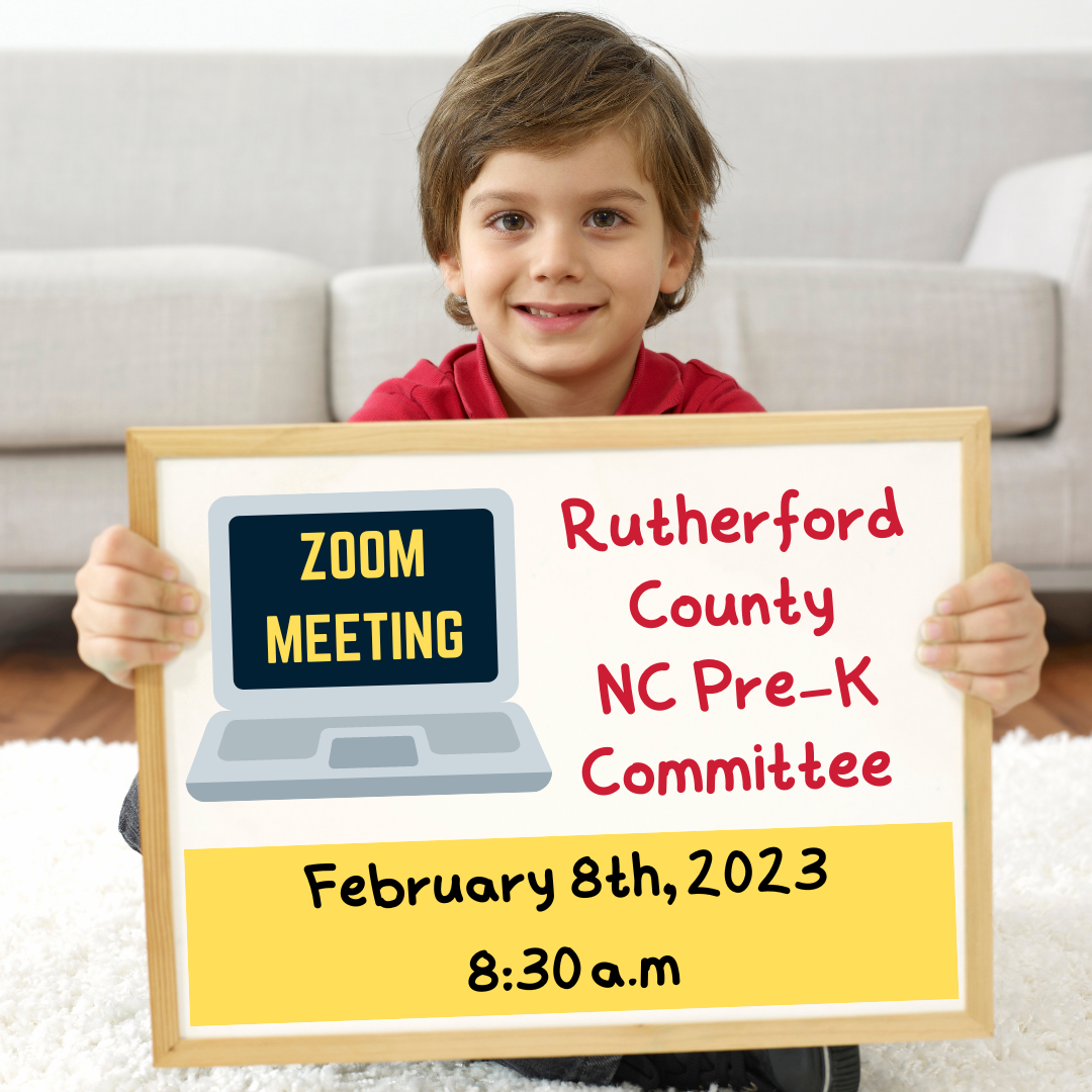 There will be a virtual Rutherford County Schools NC Pre-K Committee Meeting on February 8th, 2023 beginning at 8:30 a.m. Please contact Ausjanet Bayne at abayne@rcsnc.org for more information.   